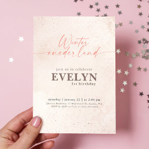 Vinter Onederland Silver Glitter Baby 1-årsdag Inbjudningar
