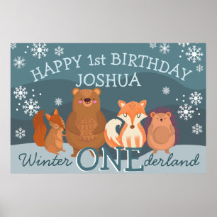 Vinter Onederland, skogsdjur 1:a födelsedag Poster
