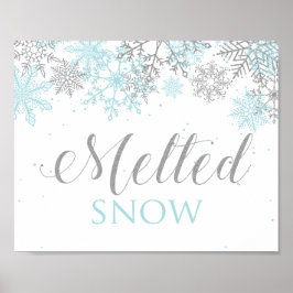 Vinter Onederland Smält Snö Blå Silver Poster
