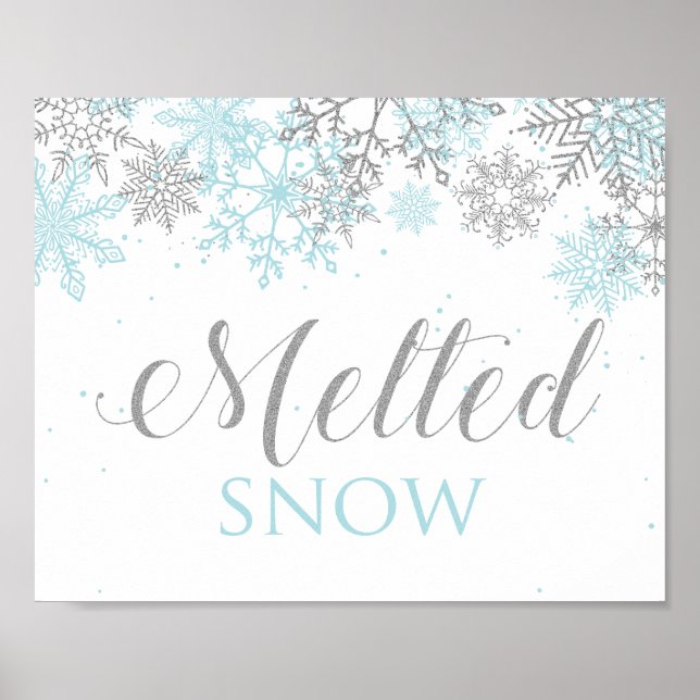 Vinter Onederland Smält Snö Blå Silver Poster (Framsidan)
