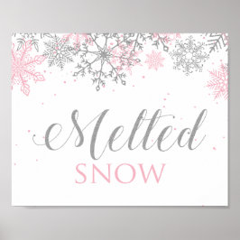 Vinter Onederland Smält Snö rosa Silver Affisch