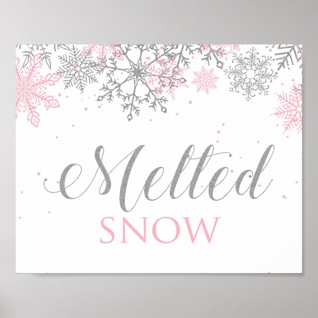 Vinter Onederland Smält Snö rosa Silver Affisch (Framsidan)