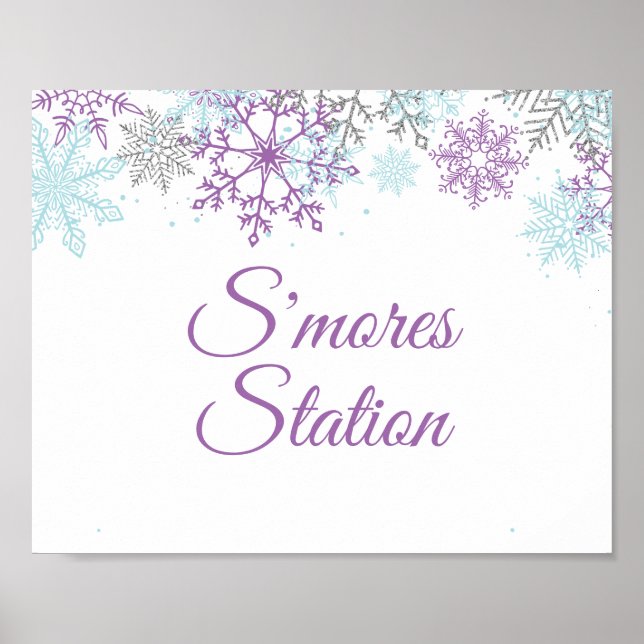Vinter Onederland S'mores-station Lila Affisch (Framsidan)