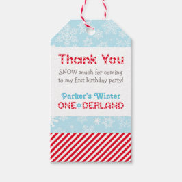 Vinter ONEderland Snö Mycket Godis Rand Presentetikett