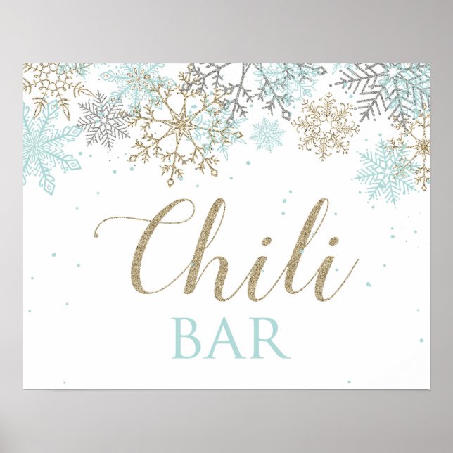 Vinter Onederland Snöflinga chili Barskylt Poster (Framsidan)