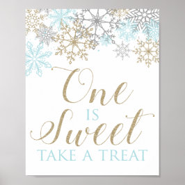 Vinter Onederland snöflinga födelsedagspresenttssk Poster