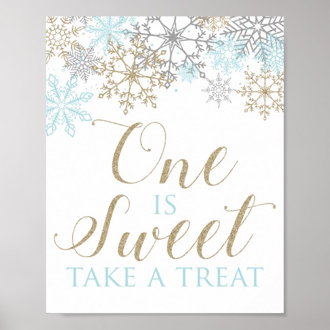 Vinter Onederland snöflinga födelsedagspresenttssk Poster (Framsidan)