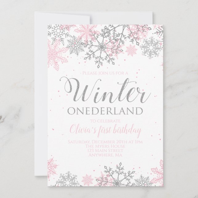 Vinter Onederland Snöflinga Inbjudan (Framsida)