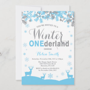 Vinter Onederland Snöflinga Pojke 1-årsdag Inbjudningar