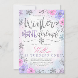 Vinter ONEderland Snowflake Birthday Inbjudan