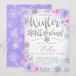Vinter ONEderland Snowflake Birthday Inbjudan