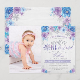 Vinter ONEderland Snowflake Birthday Inbjudan