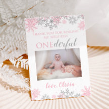 Vinter ONEderland Tack Fotokort Snöflingor