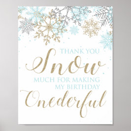 Vinter Onederland Tacksamhetsskylt Blå Poster