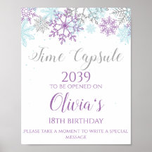 Vinter ONEderland Tidskapsel Skylt Lila Silver