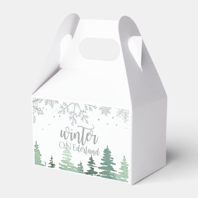 Vinter Onederland Träd Silver snöflingor Presentaskar (Framsidan Sidan)