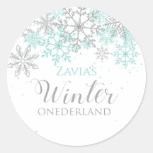 Vinter Onederland Turkos Silver Första Födelsedag