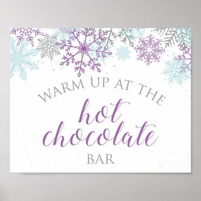 Vinter Onederland Varm Kakao Bar Lila Poster (Framsidan)