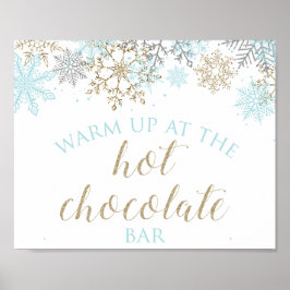 Vinter Onederland Varm Kakao Barskylt Blå Guld Poster