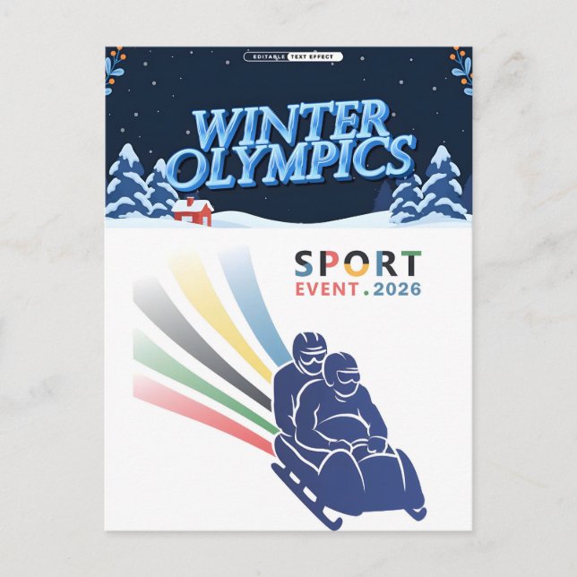 Vinter-OS 2026 Höjdpunkt julkort Glädje Helg Vykort (Framsida)