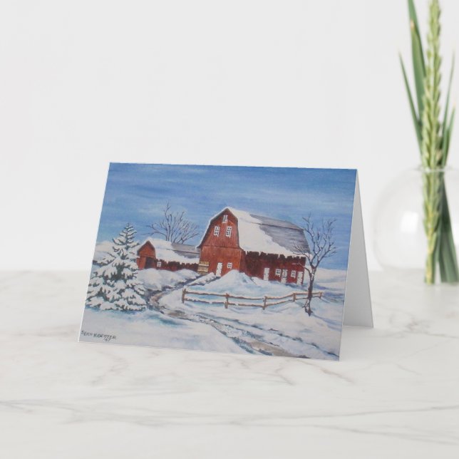 Vinter på gården kort (Framsida)