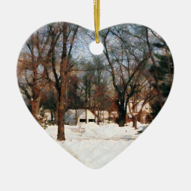 Vinter på min gata julgransprydnad keramik (Framsidan)