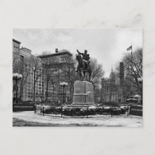 Vinter på NYC:s Union Square 001 Black White Vykort