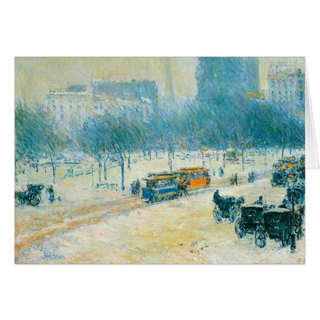 Vinter på unionens torg av Frederick Childe Hassam Hälsningskort (Framsidan Horizontal)