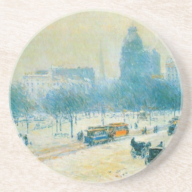 Vinter på unionens torg av Frederick Childe Hassam Underlägg Sandsten (Framsidan)