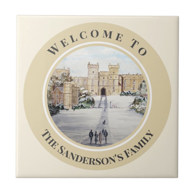 Vinter på Windsor Castle Landskapsmålning Glas Kakelplatta (Framsidan)