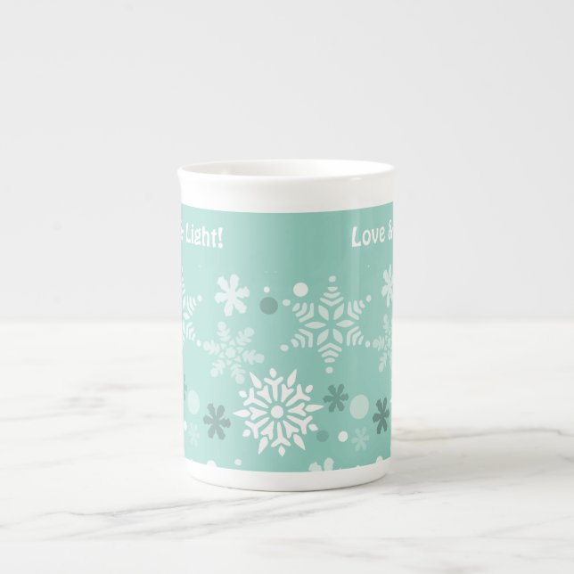 Vinter Pastel Blue Snowflake-julsäsong Benporslin Mugg (Framsidan)