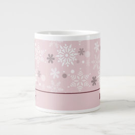 Vinter Pastel Rosa Snowflake-julsäsong Jumbo Mugg