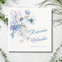 Vinter Pastell Blommig Botanisk Romantisk Bröllops Pappersservett