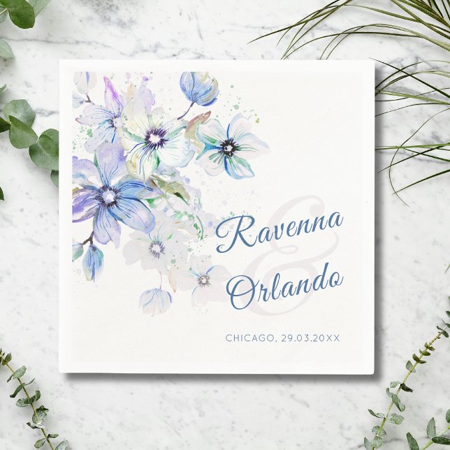 Vinter Pastell Blommig Botanisk Romantisk Bröllops Pappersservett (Skapare uppladdad)