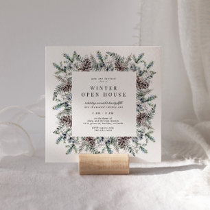 Vinter Pastell Elegant Fyrkantig Öppet Hus Inbjudningar