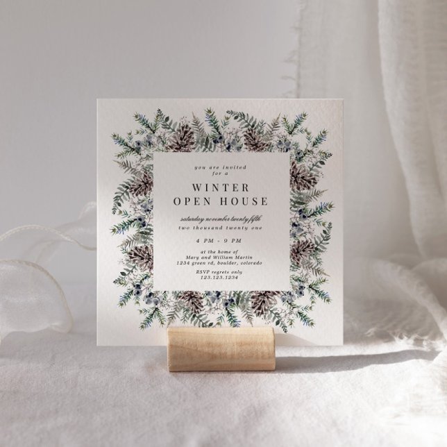 Vinter Pastell Elegant Fyrkantig Öppet Hus Inbjudningar (Skapare uppladdad)