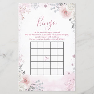 Vinter Pastell Rosa Snöflinga Slädens Bingospel