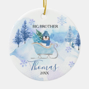 Vinter Penguin Snöflingor Big Brother jul Julgransprydnad Keramik