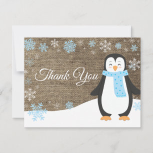 Vinter Penguin Snowflake Blue - Tack - kort