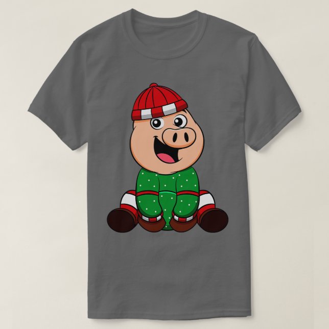 Vinter Piglet-jul Jordbrukare Gris 1 T Shirt (Design framsida)
