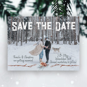 Vinter Pinecone Bröllop Spara-the-Date Postcard Vykort