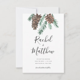 Vinter Pinecone Watercolor non-Photo Save Date Spara Datumet