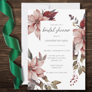 Vinter Poinsettia Bröllopsdusch  Inbjudningar