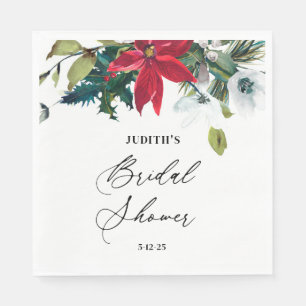 Vinter Poinsettia Bröllopsdusch Pappersservett