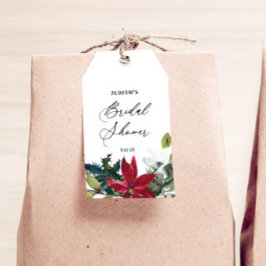 Vinter Poinsettia Bröllopsfest Presentetikett