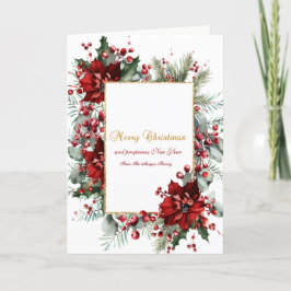 Vinter Poinsettia Högtid  Helgkort