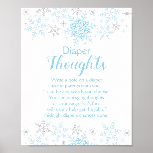 Vinter Pojke Shower Snöflingor Diaper Thoughts Poster (Framsidan)