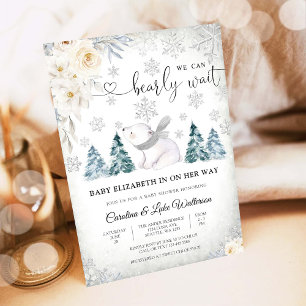 Vinter Polar Björn Baby Shower Inbjudan