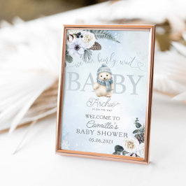 Vinter-Polarna Bear Boy Baby Shower Poster