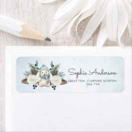 Vinter-Polarna Bear Boy Baby Shower Returadress Etikett